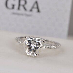 Elegant All Moissanite 4.8ctw Heart Solitaire Engagement Moissanite Ring